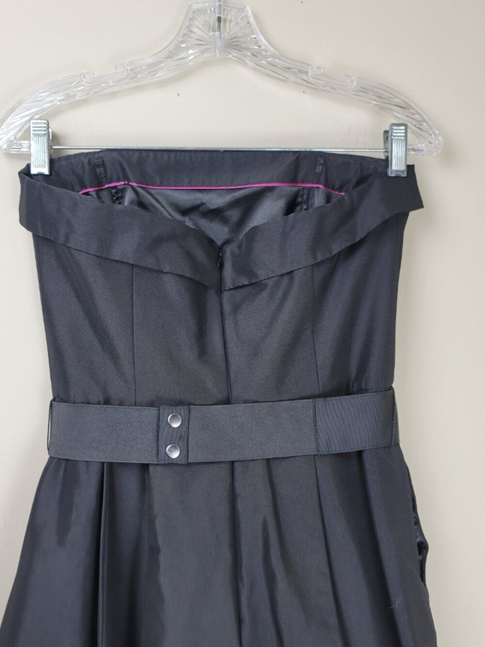 WHBM Strapless Black Cocktail Dress Size 4 Fit Flare Mini Little Black Dress - Picture 7 of 12